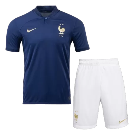Men's 2022 France Home World Cup Soccer Kit(Jersey+Shorts) - goatjersey