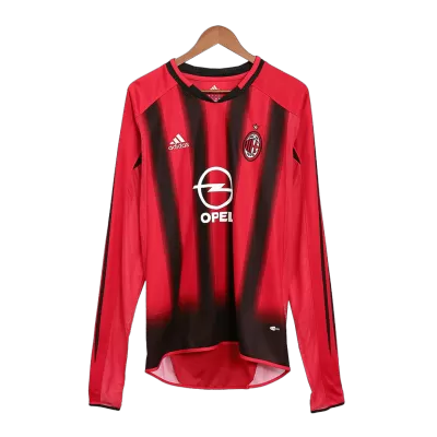 Men's 2004/05 AC Milan Retro Home Soccer Long Sleeves Jersey - goatjersey