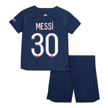 Kids PSG 2023/24 MESSI #30 Home Soccer Jersey Kits(Jersey+Shorts) - goatjersey