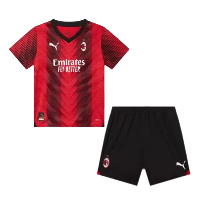 Kids AC Milan 2023/24 Home Soccer Jersey Kits(Jersey+Shorts) - goatjersey