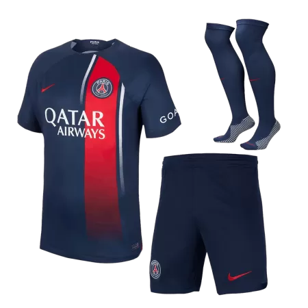 Men's 2023/24 PSG Home Soccer Whole Kits(Jerseys+Shorts+Socks) - goatjersey