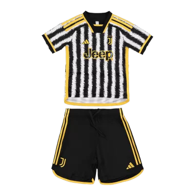 Kids Juventus 2023/24 Home Soccer Jersey Kits(Jersey+Shorts) - goatjersey