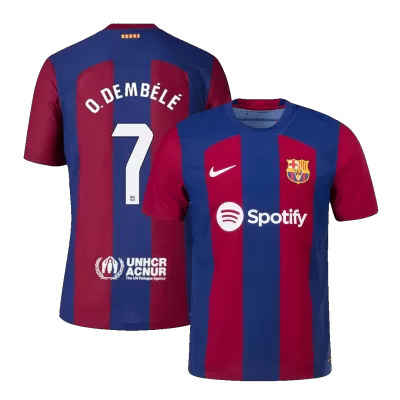 Men's Barcelona O.DEMBÉLÉ #7 2023/24 Home Player Version Soccer Jersey - goatjersey