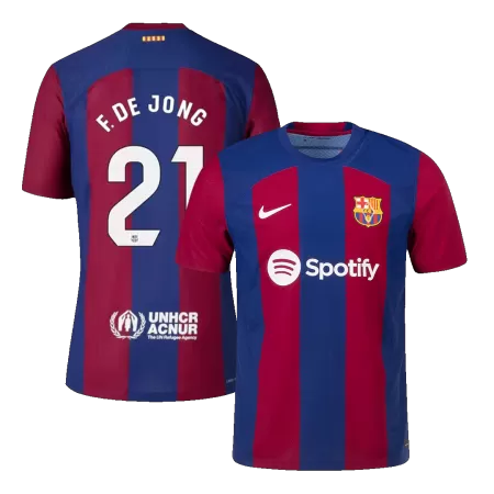 Men's Barcelona F. DE JONG #21 2023/24 Home Player Version Soccer Jersey - goatjersey