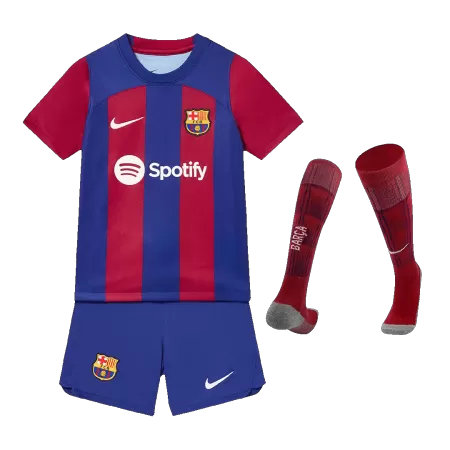 Kids Barcelona 2023/24 Whole Kits Home Soccer Kit (Jersey+Shorts+Sock - goatjersey