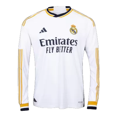 Men's Real Madrid 2023/24 Home Player Version Soccer Long Sleeves Jersey - goatjersey