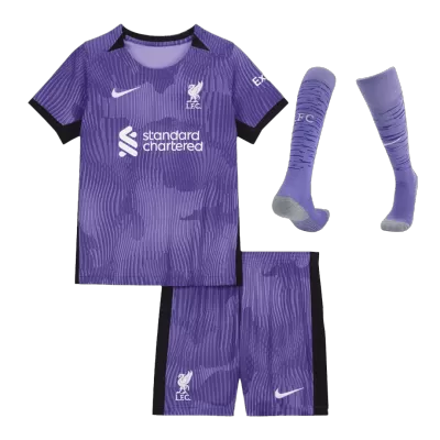 Kids Liverpool 2023/24 Whole Kits Third Away Soccer Kit (Jersey+Shorts+Sock - goatjersey