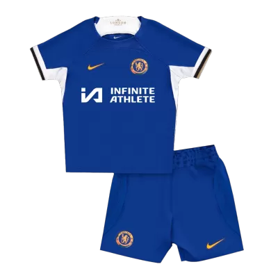 Kids Chelsea 2023/24 Home Soccer Jersey Kits(Jersey+Shorts) - goatjersey