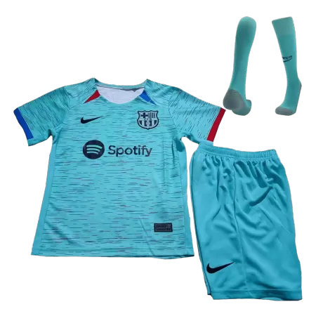 Kids Barcelona 2023/24 Whole Kits Third Away Soccer Kit (Jersey+Shorts+Sock - goatjersey