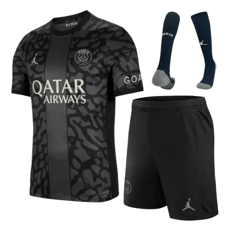 Men's 2023/24 PSG Third Away Soccer Whole Kits(Jerseys+Shorts+Socks) - goatjersey