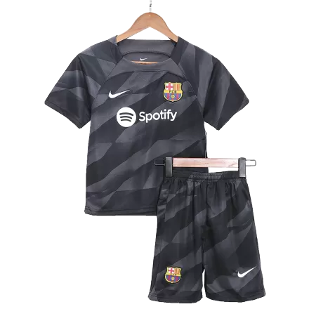 Kids Barcelona 2023/24 Goalkeeper Soccer Jersey Kits(Jersey+Shorts) - goatjersey