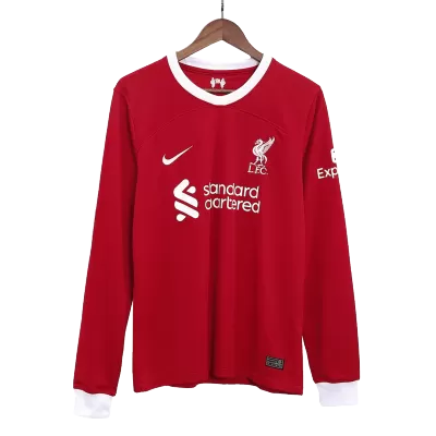 Men's Liverpool 2023/24 Home Soccer Long Sleeves Jersey - goatjersey