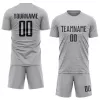 Men Custom Silver Gray Black Soccer Jersey Uniform - goatjersey