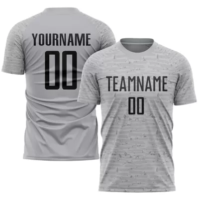 Men Custom Silver Gray Black Soccer Jersey Uniform - goatjersey