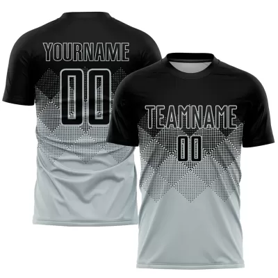 Men Custom Silver Black Soccer Jersey Uniform - goatjersey