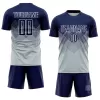 Men Custom Silver Navy White Soccer Jersey Uniform - goatjersey