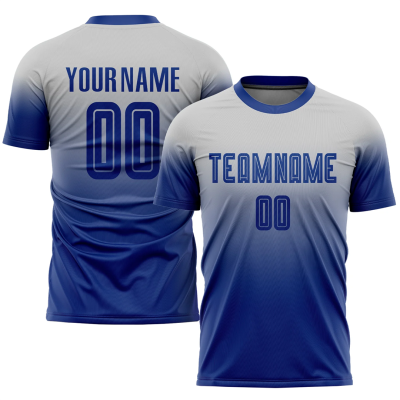 Men Custom Navy Blue Gray Soccer Jersey Uniform - goatjersey