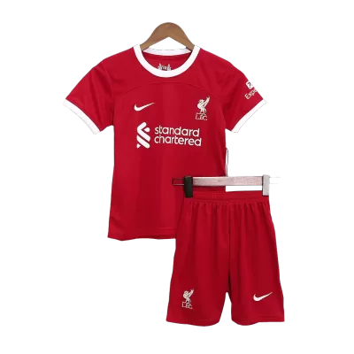 Kids Liverpool 2023/24 Home Soccer Jersey Kits(Jersey+Shorts) - goatjersey