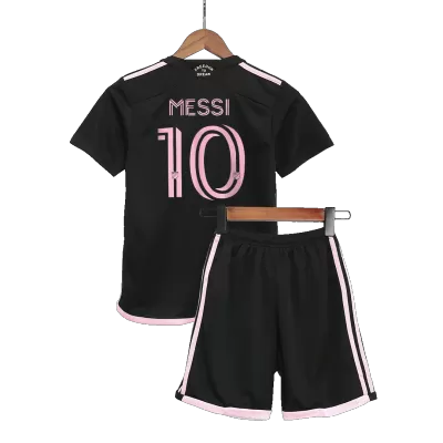 Kids Inter Miami CF 2023/24 MESSI #10 Away Soccer Jersey Kits(Jersey+Shorts) - goatjersey