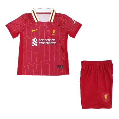 Kids Liverpool 2024/25 Home Soccer Jersey Kits(Jersey+Shorts) - goatjersey