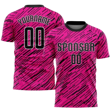 Men Custom Pink Black Soccer Jersey Uniform - goatjersey