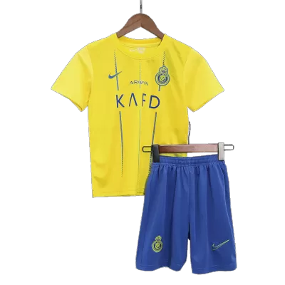 Kids Al Nassr 2023/24 Home Soccer Jersey Kits(Jersey+Shorts) - goatjersey