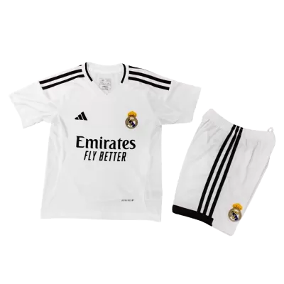 Kids Real Madrid 2024/25 Home Soccer Jersey Kits(Jersey+Shorts) - goatjersey