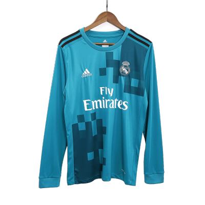 Men's 2017/18 Real Madrid Retro Third Away Soccer Long Sleeves Jersey - goatjersey