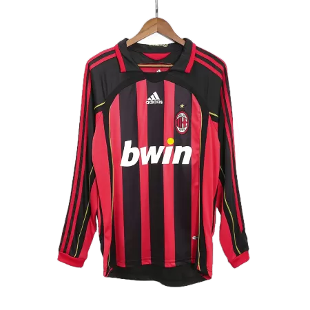 Men's 2006/07 AC Milan Retro Home Soccer Long Sleeves Jersey - goatjersey