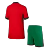 Kids Portugal 2024 Home Soccer Jersey Kits(Jersey+Shorts) - goatjersey