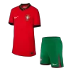 Kids Portugal 2024 Home Soccer Jersey Kits(Jersey+Shorts) - goatjersey