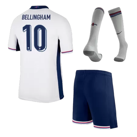 Kids England 2024 BELLINGHAM #10 Whole Kits Home Soccer Kit (Jersey+Shorts+Sock - goatjersey