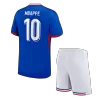 Kids France 2024 MBAPPE #10 Home Soccer Jersey Kits(Jersey+Shorts) - goatjersey