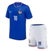 Kids France 2024 MBAPPE #10 Home Soccer Jersey Kits(Jersey+Shorts) - goatjersey