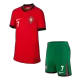 Kids Portugal 2024 RONALDO #7 Home Soccer Jersey Kits(Jersey+Shorts) - goatjersey