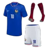 Kids France 2024 MBAPPE #10 Whole Kits Home Soccer Kit (Jersey+Shorts+Sock - goatjersey