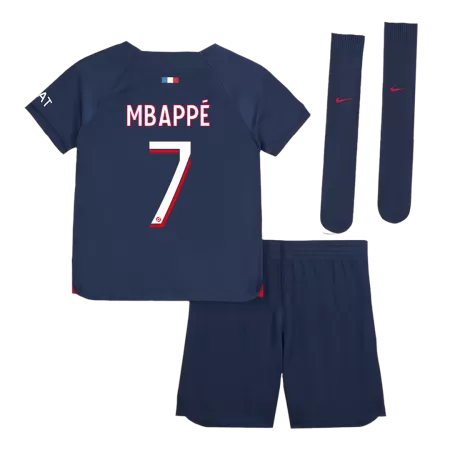 Kids PSG 2023/24 MBAPPÉ #7 Whole Kits Home Soccer Kit (Jersey+Shorts+Sock - goatjersey