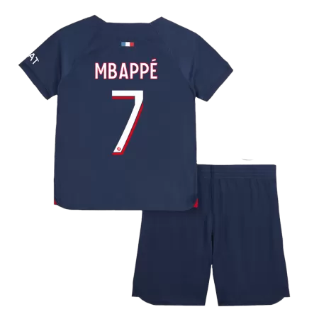 Kids PSG 2023/24 MBAPPÉ #7 Home Soccer Jersey Kits(Jersey+Shorts) - goatjersey