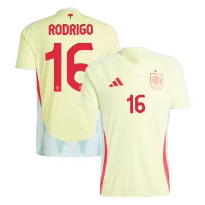 Men's RODRIGO #16 Spain Away Soccer Short Sleeves Jersey 2024 - goatjersey