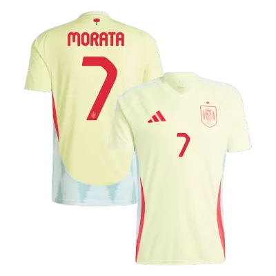 Men's MORATA #7 Spain Away Soccer Short Sleeves Jersey 2024 - goatjersey